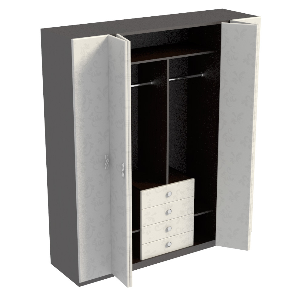 Гармония: Шкаф «Гармошка» 6-ти дверный с комодом